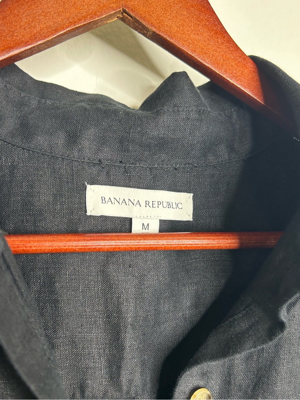 Banana Republic 100% Linen Black Asymmetrical Button Down Shirt Dress - Picture 14 of 15